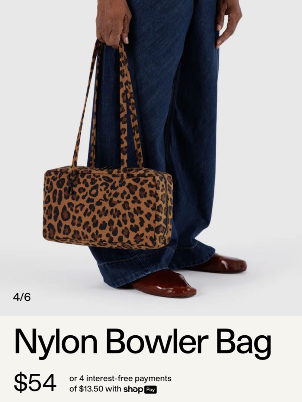 BAGGU Leopard Print Shoulder Bag - Brown & Black - Picture 5 of 6